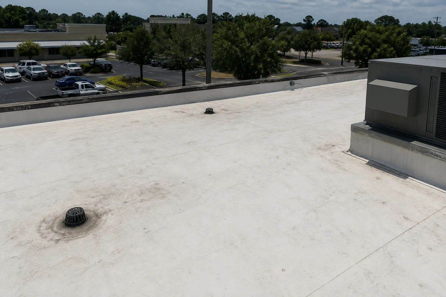 Commercial roofing work by True Roofers on a Lakeland, FL building